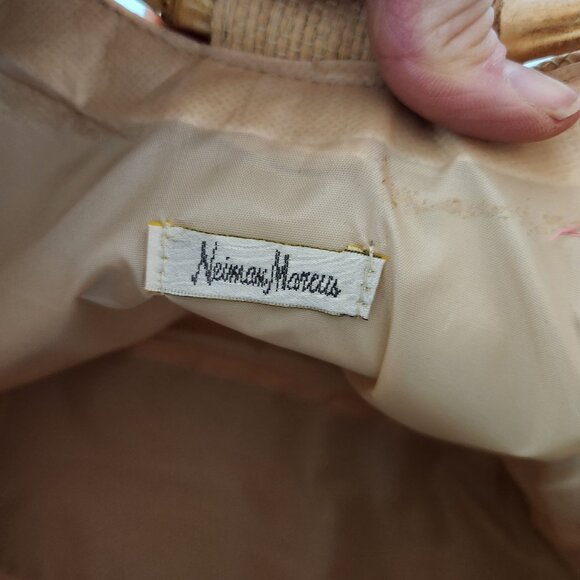 Vintage Neiman Marcus Bamboo Straw Wicker Purse 16" L x 4" W x 6.5" D - Picture 5 of 9